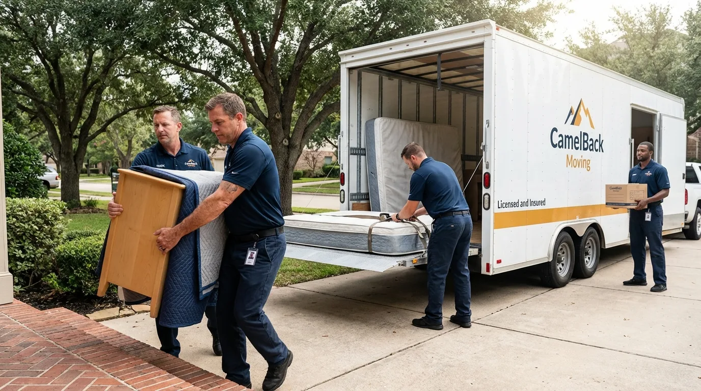 Crew loading residential truck for cross-state move from Mattituck, NY