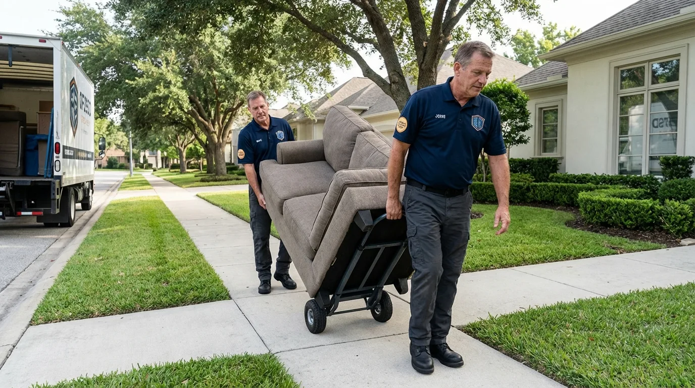 Local residential moving crew loading furniture in Mattituck, NY